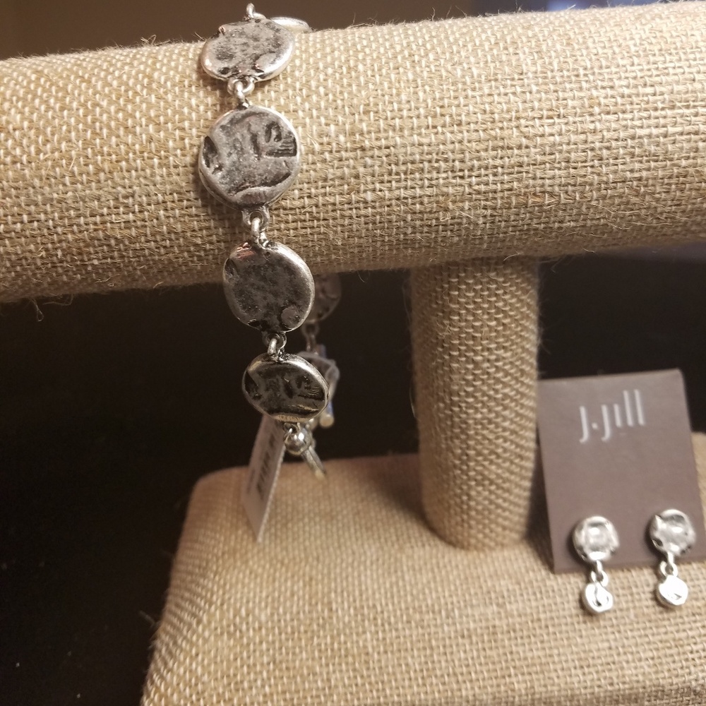 J.Jill Hammered Metal Bracelet and Earring Set